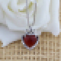 Женская мода 925 серебряных Красный Агат в форме сердца Кулон ожерелье с цепью